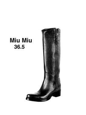 Miu Miu Women's black  Buffalo Leather Boots 5W8202 size 36.5 ⭐️⭐️⭐️⭐️